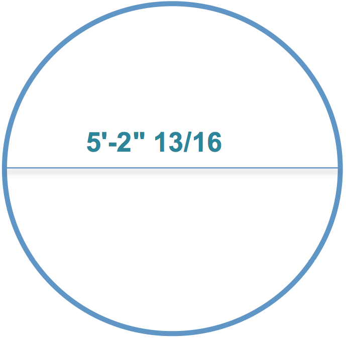Schéma d’un cercle de 5'-2'' 13/16 de diamètre tracé au sol dans la salle de réception qui devra être éclairé à l’aide d’un projecteur.
